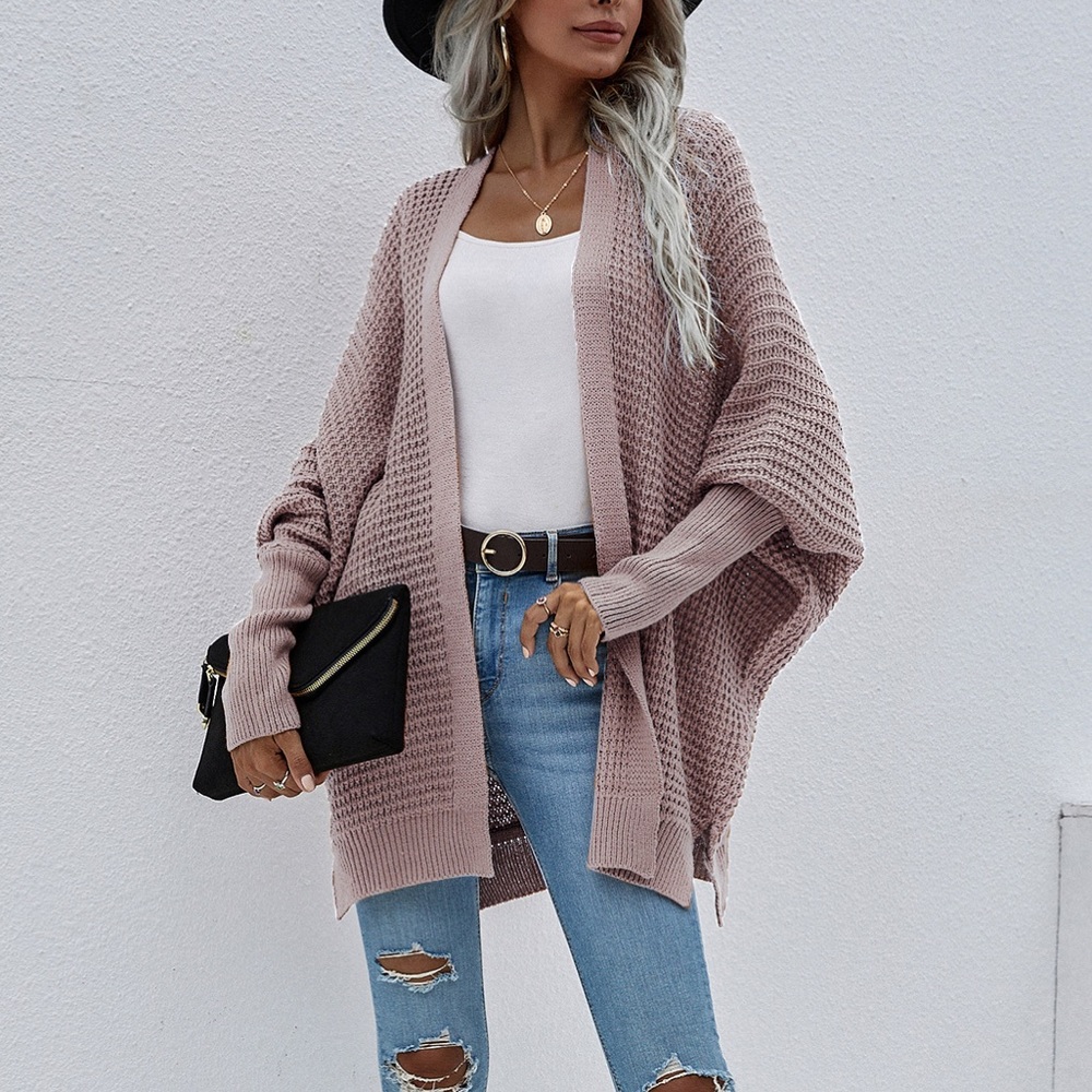 Bat Sleeves Loose Fit Cardigan Taro